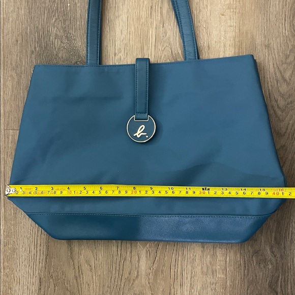 Agnes B Voyage Tote Bag Turquoise Blue Nylon Leather Bag Agnès B. France - Picture 10 of 11